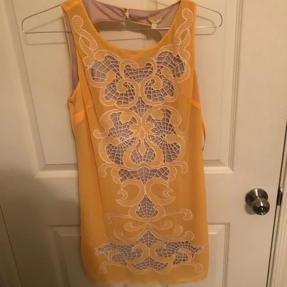 Golden-rod yellow Gianini Bini dress with beautiful embroidery.(New with tags) - Picture 1 of 3